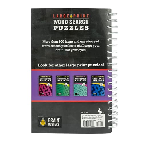 Large Print Word Search Puzzles Volume 2: Over 200 Puzzles to Complete with Solutions - Include Spiral Bound / Lay Flat Design and Large to Extra-Large Font for Word Finds (Brain Busters)