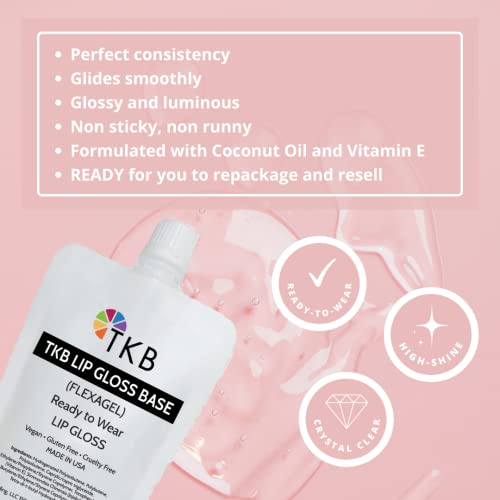 TKB Lip Gloss Base (Flexagel ME)| Clear Lip Gloss Base for DIY Lip Gloss| Ready-to-Wear| Moisturizing, High Shine, Crystal Clear, Vegan, Gluten and Cruelty free| Made in USA (12lb (5.5kg))