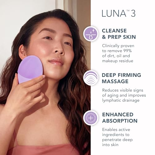FOREO Deep Clean LUNA 3 Bundle - Facial Cleansing Brush Sensitive Skin + LUNA Micro-Foam Face Cleanser 2.0, 3,4 oz - Cleansing & Anti Aging Face Massager - Face Care Brush - Face Wash - Pore Minimizer