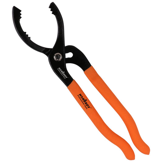 HORUSDY 12" Adjustable Oil Filter Pliers, Adjustable Oil Filter Wrench Removal Tool (Orange)