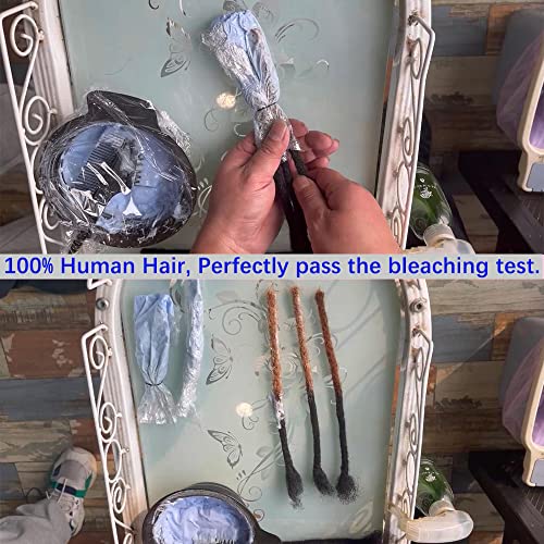 Dreadlock Extensions Human Hair 12 Inch 0.4cm Thickness 100 Strands Locs Extensions Real Human Hair, Natural Black for Women Men Kids Full Handmade Permanent Locs Can Be Dyed and Bleached