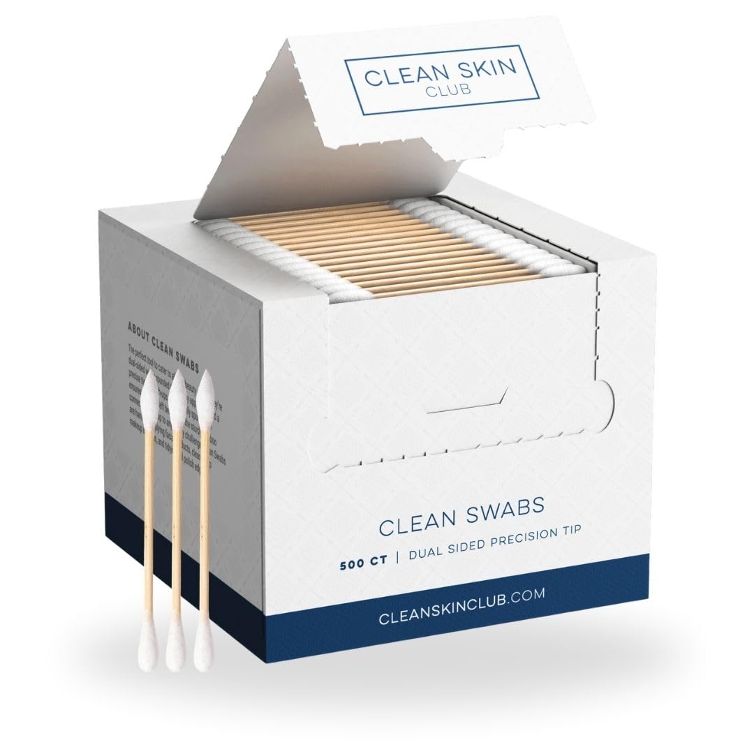 Clean Skin Club Clean Swabs | 500CT | One Pointed Tip | Biodegradable + Organic Cotton & Bamboo | Makeup & Nail Polish Touch-ups | Chlorine-Free & Hypoallergenic (500 Count)
