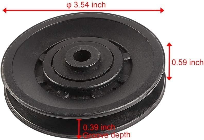 Topfinder 90mm(3.54inch) Universal Bearing Pulley Wheel for Cable Machine Gym Equipment Part Garage Door (2 PCS)