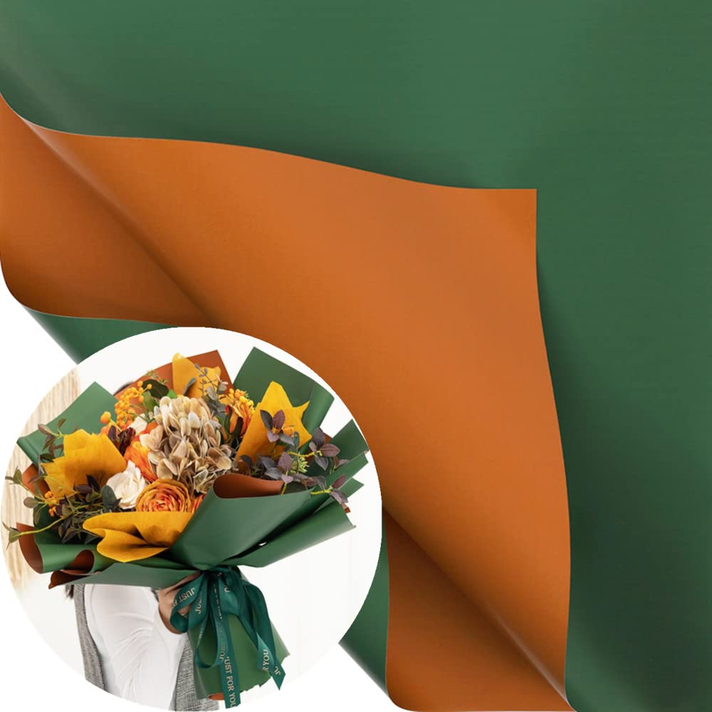 XICHEN 20 Counts /10 Colors Gold Edge Flower Waterproof Floral Wrapping Paper,Florist Bouquet Supplies,DIY Crafts,Gift Packaging or Gift Box Packaging, 22.8 * 22.8Inch