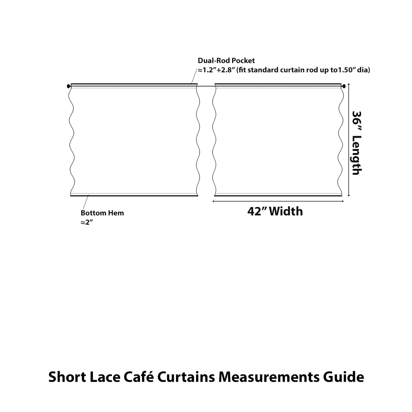 Kotile Ivory Lace Curtains 36 Inch Length 2 Panels, Country Rustic Floral Lace Curtains Short for Kitchen Window, Rod Pocket Privacy Lace Cafe Curtains, 42 x 36 Inch Each, 1 Pair, Ivory
