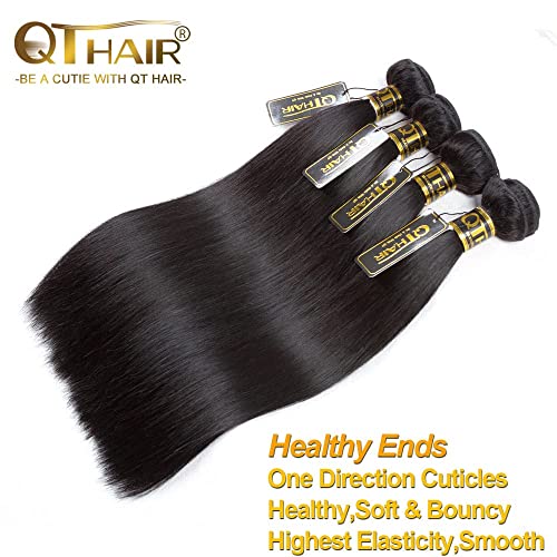 QTHAIR 16A Brazilian straight Human Hair Bundles 26" 26" 26" 24" Straight Hair Brazilian Virgin Human Hair 100% Unprocessed Virgin Hair Bundles Straight Weave