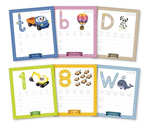 Alphabet & Number Tracing Cards, Reusable, Dry Erase, Upper & Lower Case, 31 Large Reusable Cards, Repetitive Tracing Cards, Improve Writing Skills, Flash Cards
