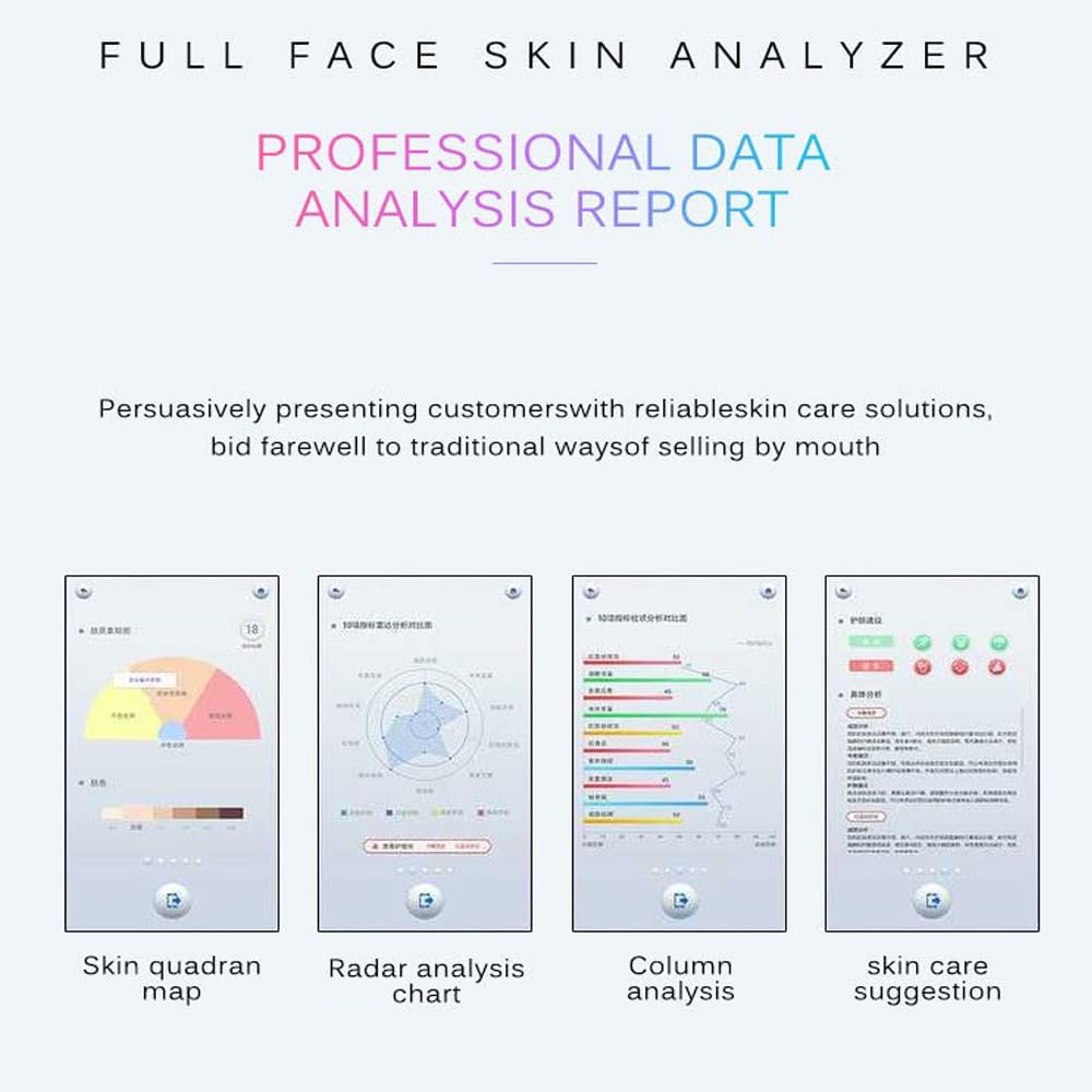 Skin Analyzer 3D Artificial Intelligence 12 Million Dual Cameras Skin Analyzer Skin Moisture Tester Facial Analysis,Professional Skin Mini Camera Skin Sensor Scanner Machine for Skin Problems