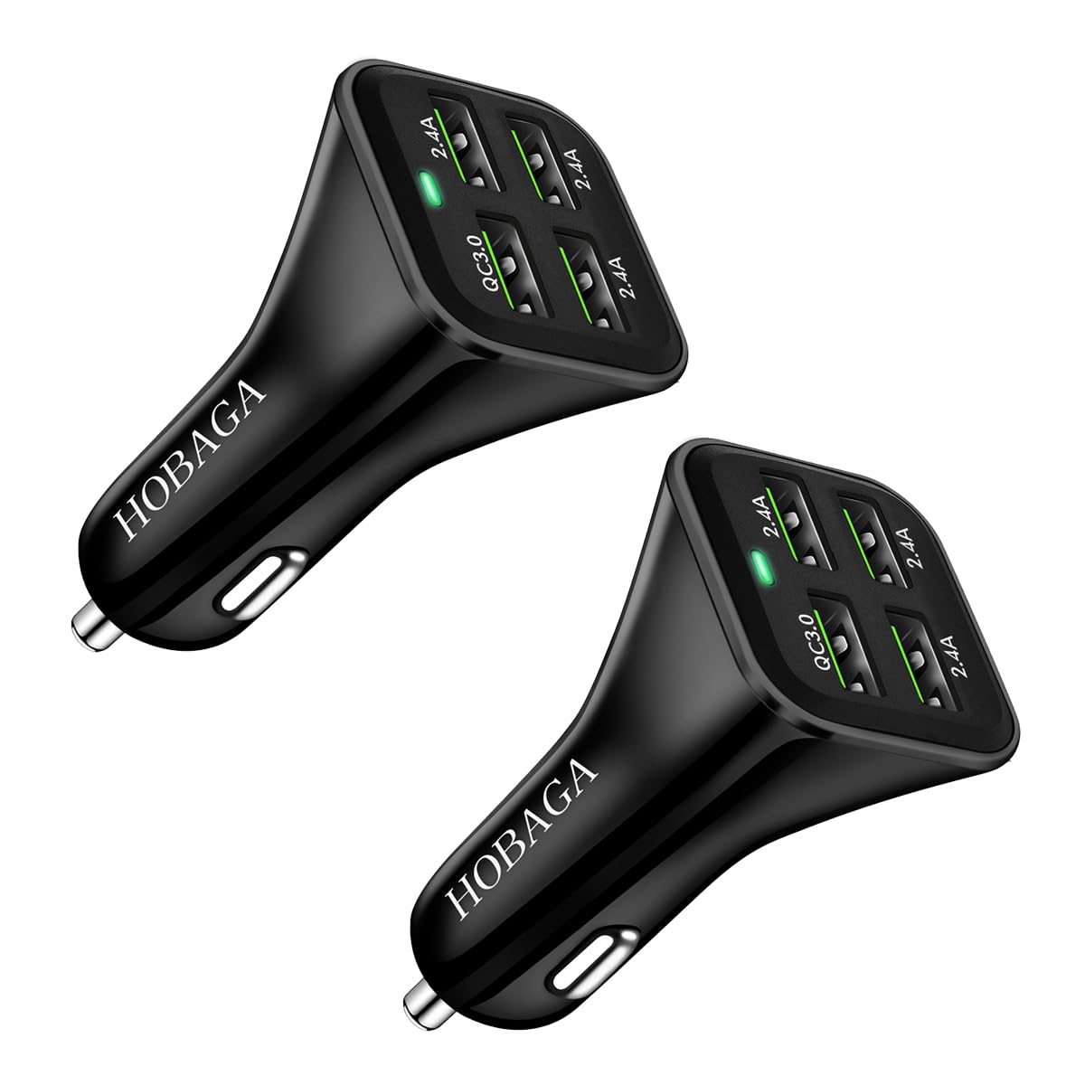 USB Car Charger Adapter, QC 3.0 Fast car Charger, 4-Port Multi 9.6 Amp 48W Rapid Car Charger Compatible with iPhone 13/12/11 Pro Max, Samsung Galaxy S20 Ultra/Note20, LG, Pixel and More[2PACK].