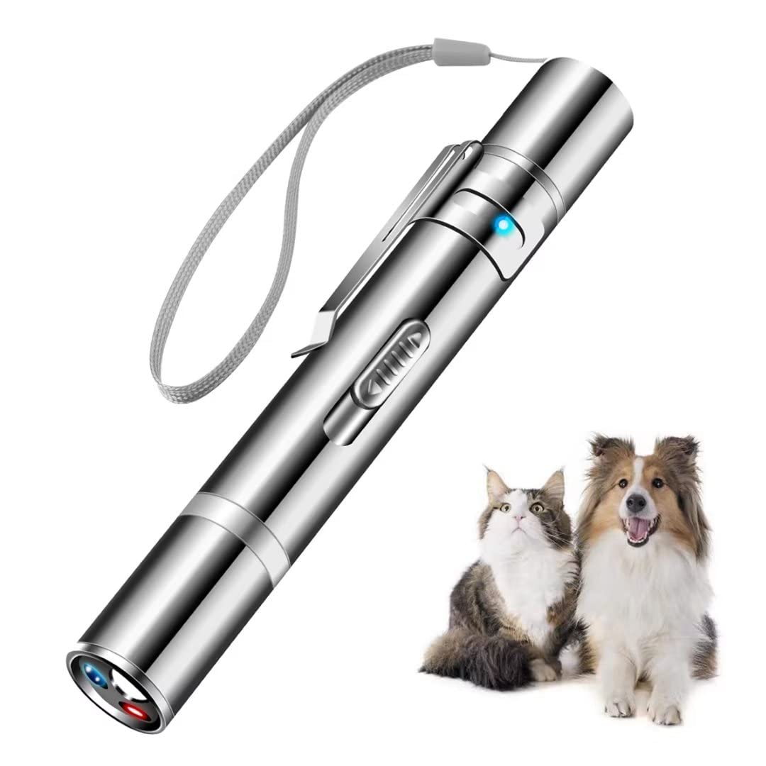 Cowjag Cat Toys, Laser Pointer with 5 Adjustable Patterns, USB Recharge Laser, Long Range and 3 Modes Training Chaser Interactive Toy, Dog Laser Toy