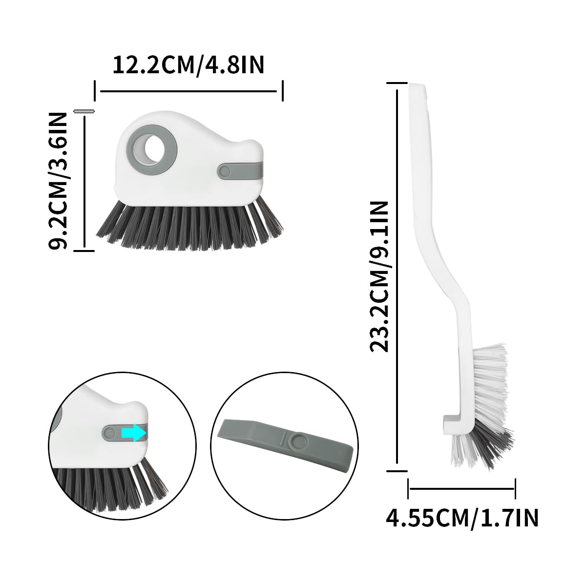 2pcs 2 in 1 Groove Crevice Cleaning Brush Window Track Cleaning Tools,Multifunction Grout Cleaner Tool Crevice Cleaning Brush with Hidden Scraper for Sliding Door Track,Window Sill,Window Seal