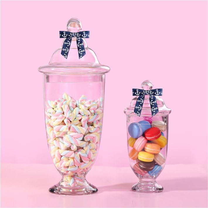 Meseey 30 Pcs Nautical Ribbon 3 Inch Navy Blue White Stripes Anchor Twist Tie Bows for for Beach Coasta Gift Wrapping, Baby Shower,Wedding, Party Favors, Cake Pops,Treat Bags (Nautical Bow)