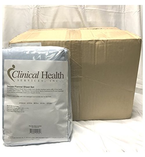 Deluxe Flannel Massage Sheet Set-Pastel Blue, Case of 10 Sheet Sets