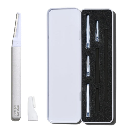 StackedSkincare Dermaplaning Kit for Face Exfoliation, Includes 3 Replaceable Blades & 3 Precision Blades, 7 Count