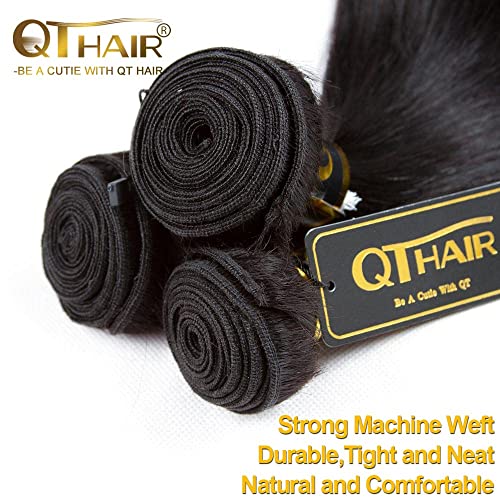 QTHAIR 16A Brazilian straight Human Hair Bundles 26" 26" 26" 24" Straight Hair Brazilian Virgin Human Hair 100% Unprocessed Virgin Hair Bundles Straight Weave