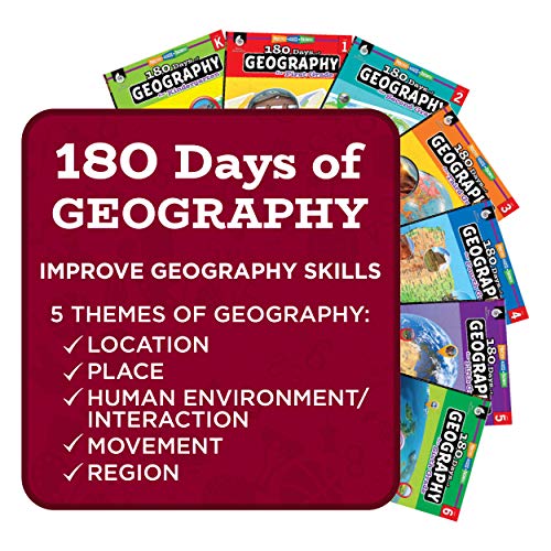 180 Days™: Social Studies, Geography for Kindergarten Practice Workbook for Classroom and Home, Cool and Fun Practice Created by Teachers (180 Days of Practice)
