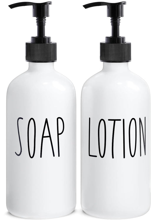 MOMEEMO Matte Black Soap Dispenser Bathroom Set, Contains Lotion and Hand Soap Dispenser, Suitable for Bathroom Decor Farmhouse Style. (Black)