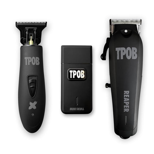 TPOB Slime 2 Black Clipper Trimmer Shaver Set Barber Hair Clippers for Men 6800 RPM with Rubber Case