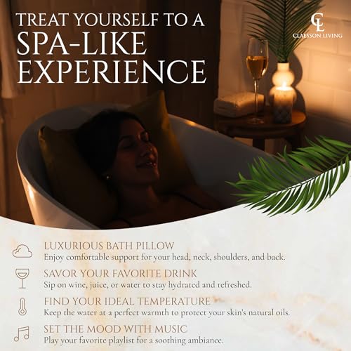 Luxury Bath Pillow for Tub - Thick and Comfortable Bathtub Pillow Support for Head and Neck and Back - Washable Quick-Drying Bath Pillows - Bath Cushion for Home Spa - Fits Any Bathtub - Sand
