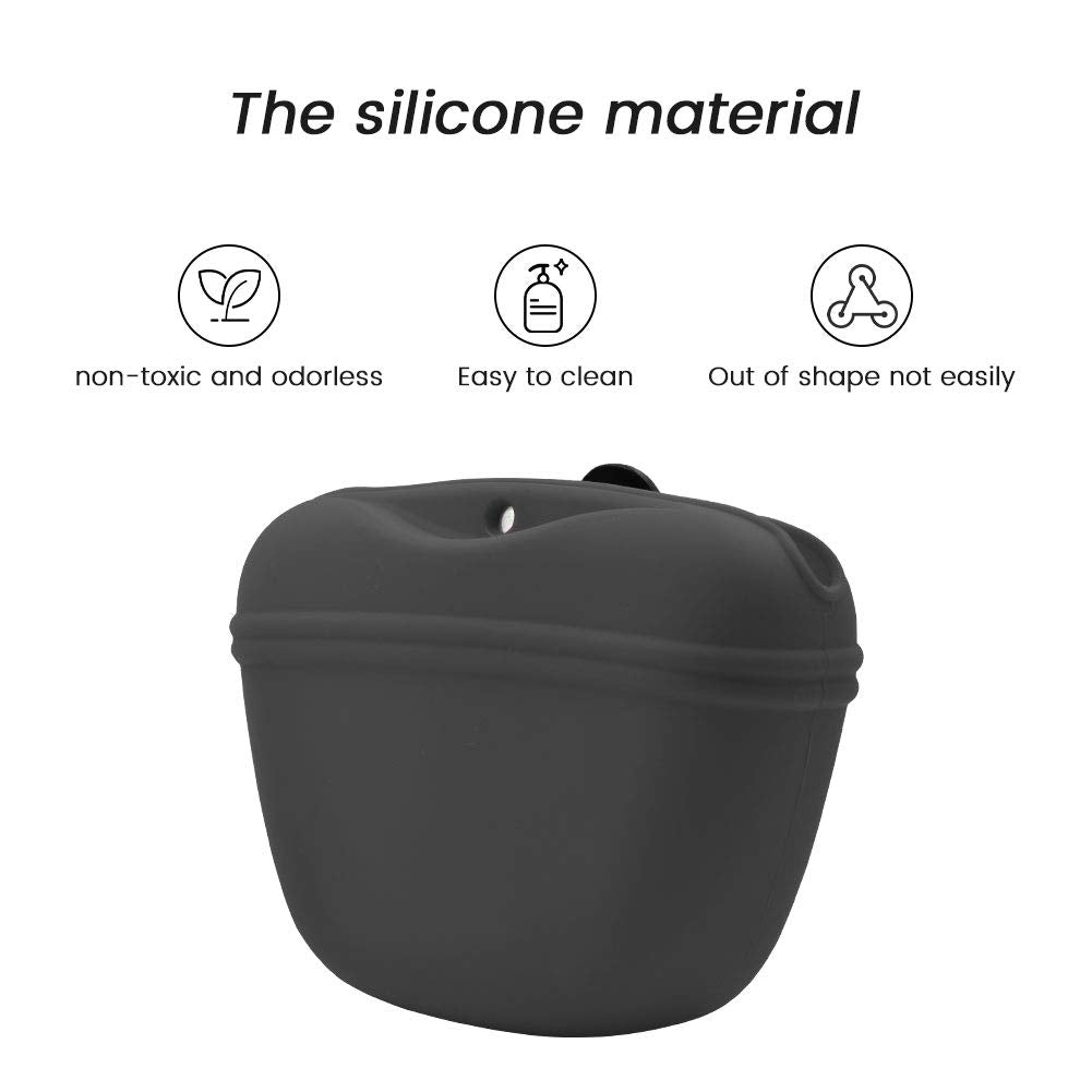 AUDWUD Silicone Dog Treat Pouch,With Dog Training Clicker,Clip on Portable Training Container,Convenient Magnetic Buckle Closing and Waist Clip