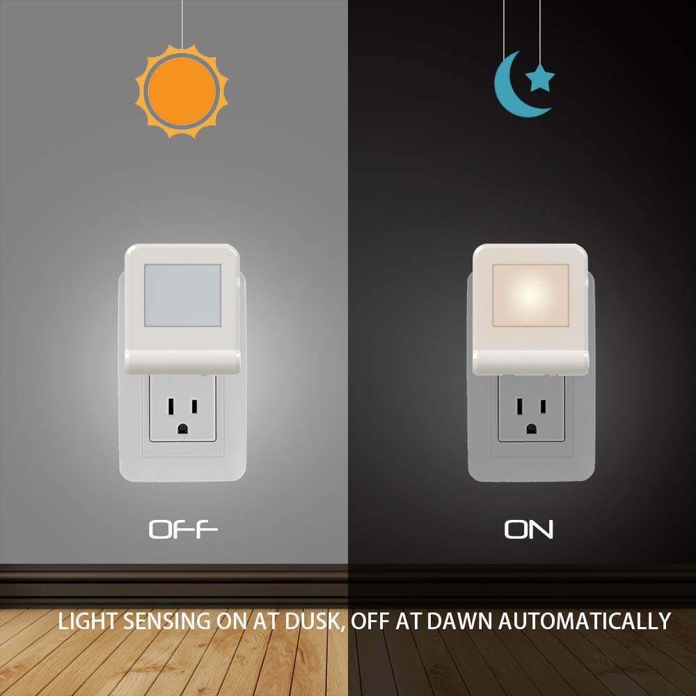 MAZ-TEK Plug in LED Night Light with Smart Dusk to Dawn Sensor, Multi-Color Changeable Nightlights, Energy Efficient Night Lamp for Bedroom, Baby Room, Kitchen, Hallway, Stairway, 2 Pack