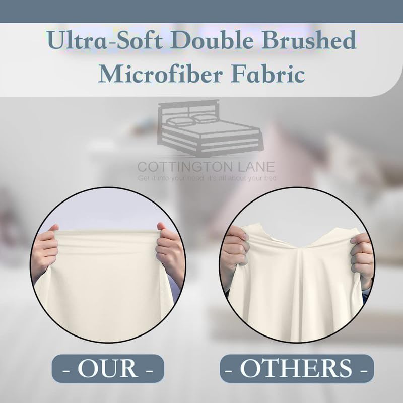 Cottington Lane 1 Piece Full Size Fitted Sheet Only, Premium Hotel Quality Brushed Microfiber 15 Inch Deep Pocket Bottom Sheet, Ultra Soft, Breathable & Durable, Ivory