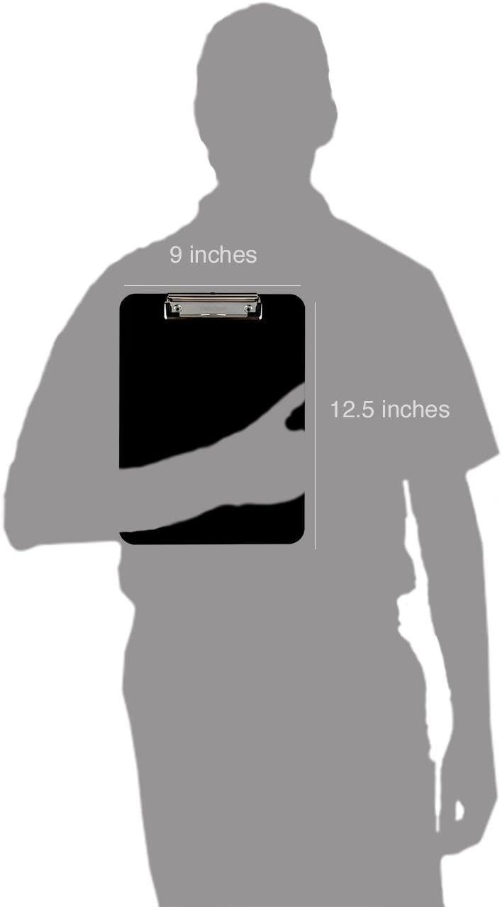 Trade Quest Plastic Clipboard Opaque Color Letter Size Low Profile Clip (Pack of 6) (Black)