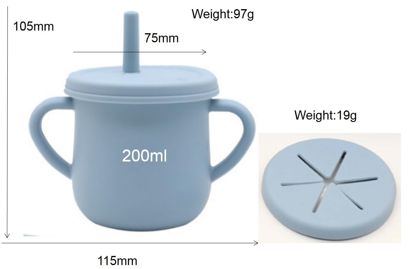 Silicone Baby Feeding Set, Toddler/Baby Feeding Set With Divided Suction Plate Bowl Spoons Forks Sippy Cup Adjustable Bib Non Slip Mat, Baby Eating Utensils, Bear Shape, 7-Piece, (Blue)