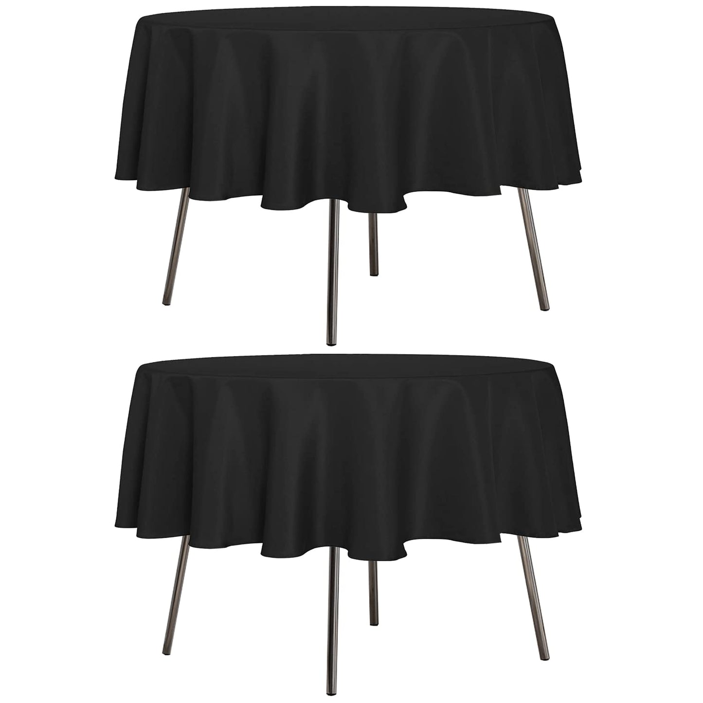 sancua 2 Pack Round Tablecloth 60 Inch Black, Stain and Wrinkle Resistant Table Cloth - Washable Polyester Table Cover for Dining Tables, Buffet Parties and Camping