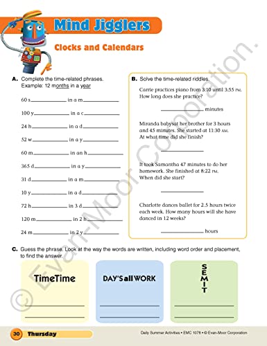 Evan-Moor Daily Summer Activities, Grade 7-8 Workbook, Prevent Learning Loss, Reading Comprehension, Writing, Math, Grammar, Punctuation, Spelling, Division, Decimals, Fractions, Geography, Map Skills