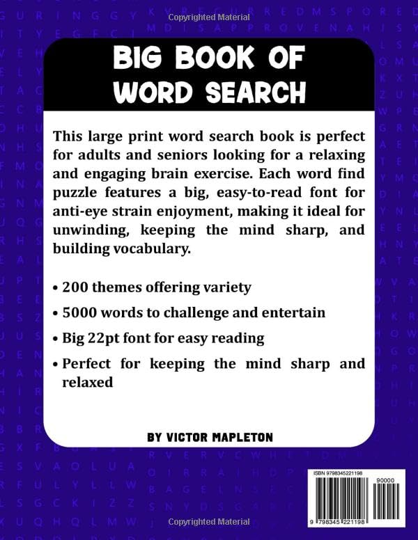 Big Book Of Word Search: Large Print Word Find Book for Adults & Seniors: 5000 Words Across 200 Themes, Easy-to-Read and Relaxing Brain Games Word Search puzzles with Big Font