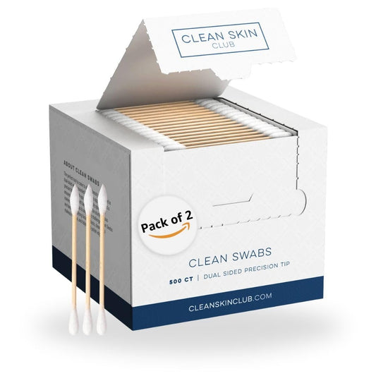 Clean Skin Club Clean Swabs | 500CT | One Pointed Tip | Biodegradable + Organic Cotton & Bamboo | Makeup & Nail Polish Touch-ups | Chlorine-Free & Hypoallergenic (500 Count)