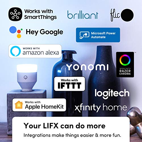 LIFX color, A19 1100 lumens, Wi-Fi Smart LED Light Bulb, Billions of colors and Whites, No bridge required, Works with Alexa, Hey Google, HomeKit and Siri multicolor (Pack of 2)