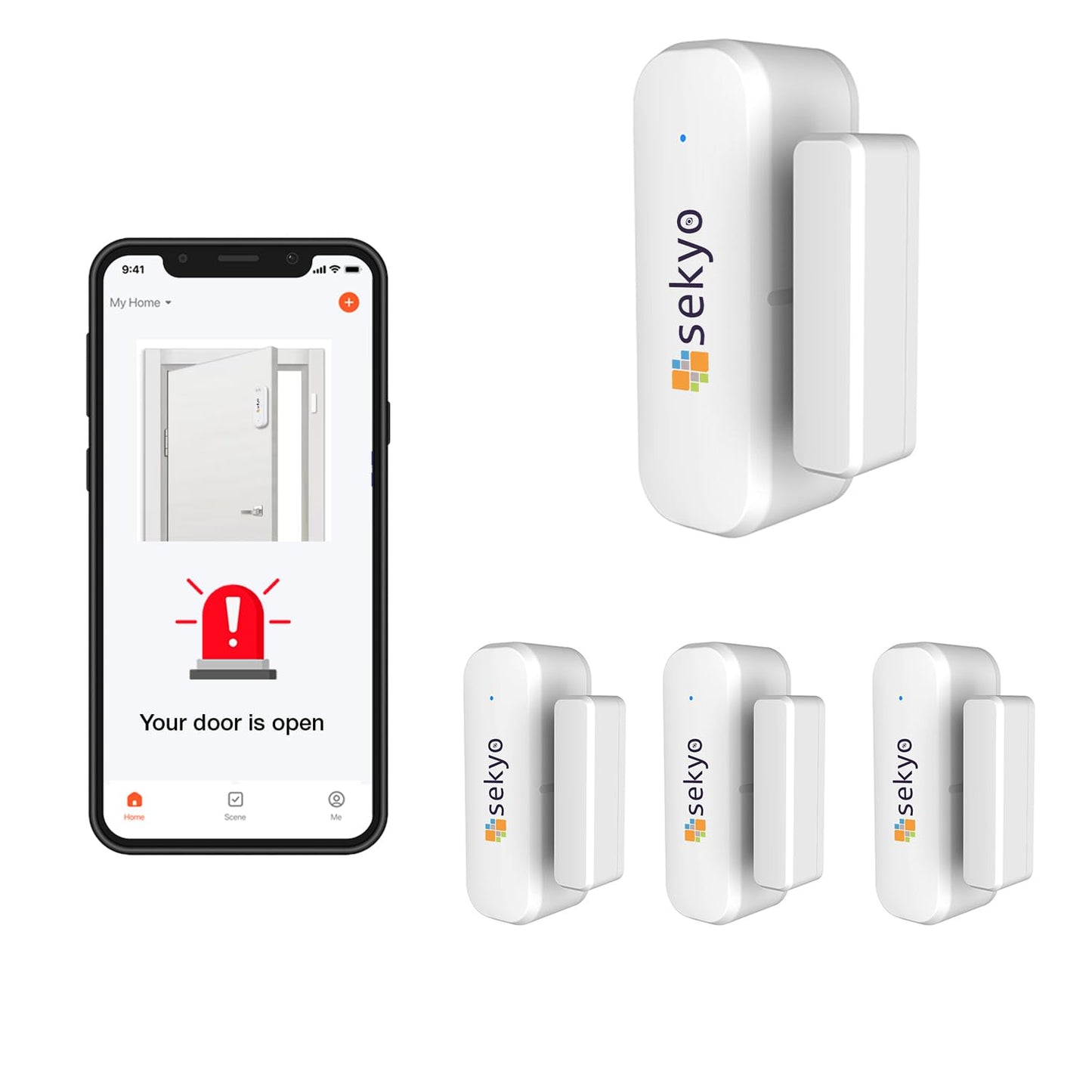 Smart WiFi Door & Window Sensor for Home| No Hub Required | Free App Alert, Works with Tuya Smart Life Devices, Compatible with Alexa, Google Home, Siri (No Siren but Phone Notification)