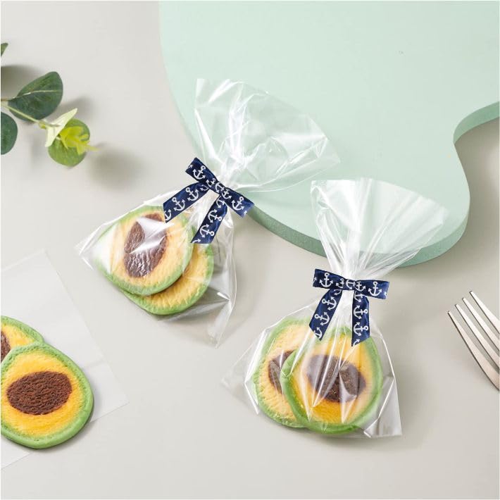 Meseey 30 Pcs Nautical Ribbon 3 Inch Navy Blue White Stripes Anchor Twist Tie Bows for for Beach Coasta Gift Wrapping, Baby Shower,Wedding, Party Favors, Cake Pops,Treat Bags (Nautical Bow)