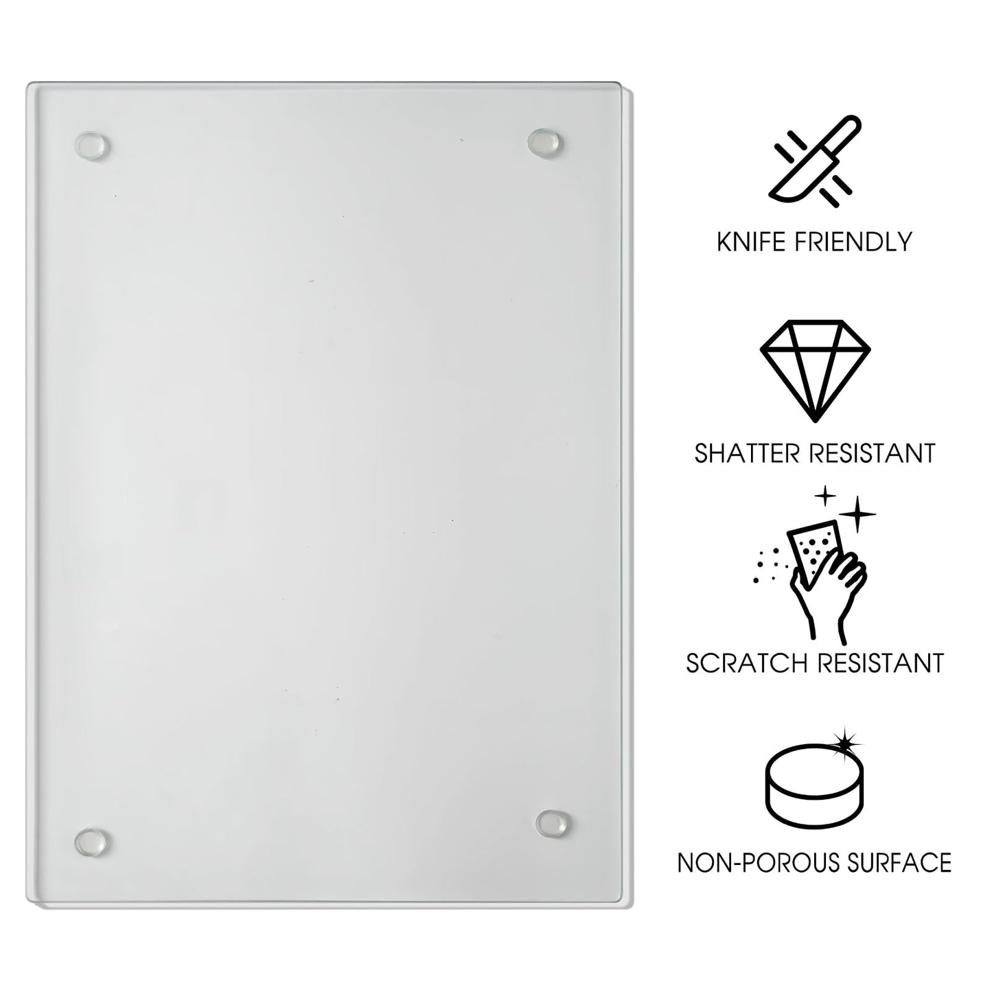JAMBALAY Tempered Glass Cutting Board for Kitchen, 16"x12" Clear Glass Cutting Board with Rubber Non-Slip Feet, Heat and Scratch Resistant, Shatterproof, Dishwasher Safe,Transparent