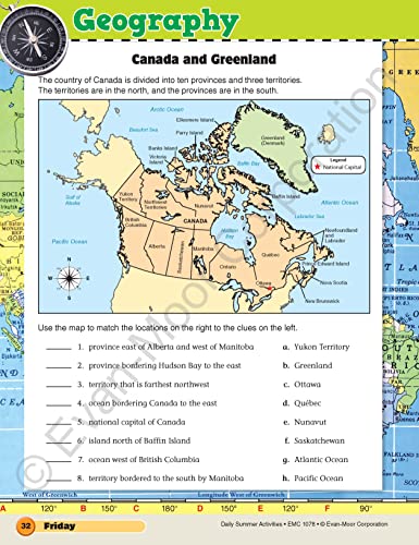Evan-Moor Daily Summer Activities, Grade 7-8 Workbook, Prevent Learning Loss, Reading Comprehension, Writing, Math, Grammar, Punctuation, Spelling, Division, Decimals, Fractions, Geography, Map Skills