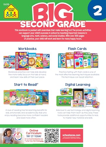 School Zone Big Second Grade Workbook: 320 Pages, 2nd Grade, Word Problems, Reading Comprehension, Phonics, Math, Science, Ages 7 to 8 (School Zone Big Workbook Series)