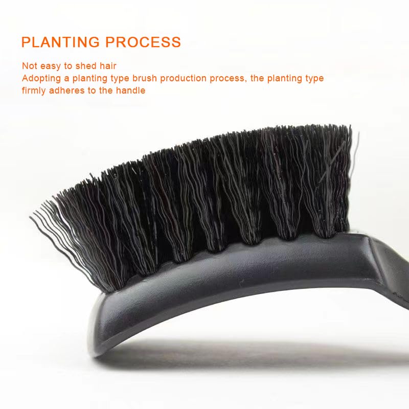 Carpet & Floor Mat Cleaning Brush - 2pcs Black Scrub Brush w/ Wheel Brush for Car Interior & Tires