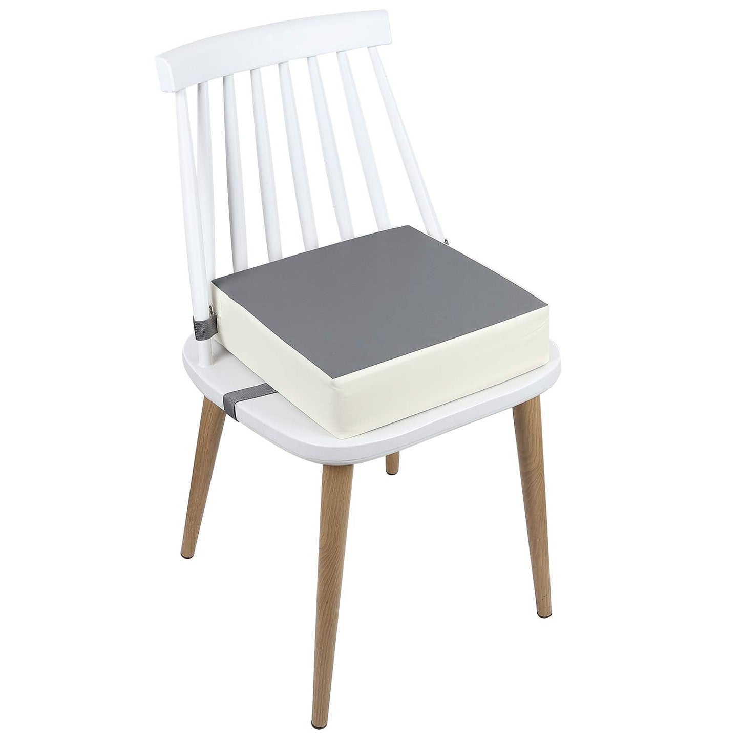 Booster Seat for Kitchen Chair - PU Waterproof Toddler Booster for Dining Table, Portable Travel Increasing Cushion for Kid (Grey)