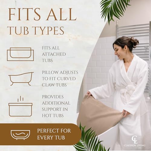 Luxury Bath Pillow for Tub - Thick and Comfortable Bathtub Pillow Support for Head and Neck and Back - Washable Quick-Drying Bath Pillows - Bath Cushion for Home Spa - Fits Any Bathtub - Sand