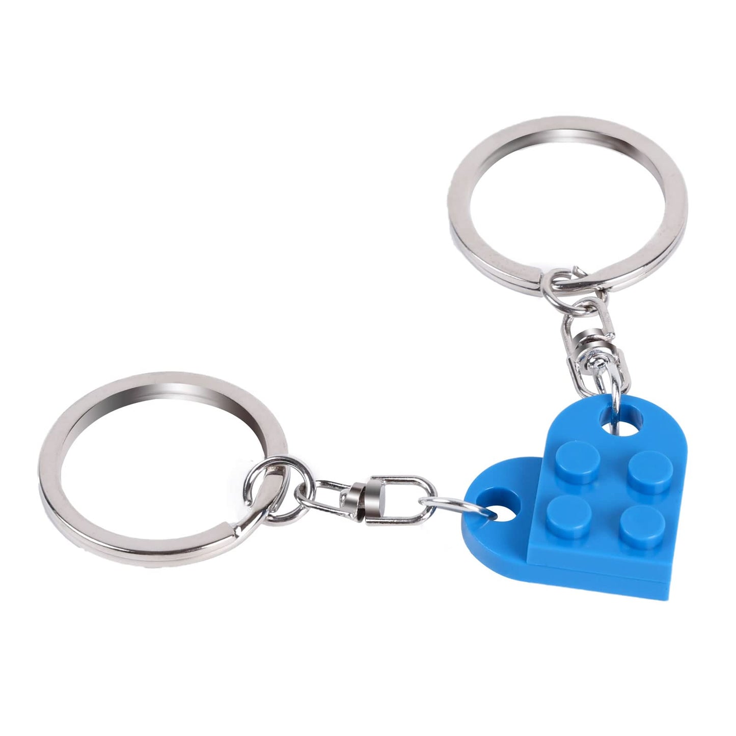 Heart Keychain Set for Couples - 2 Pcs Matching Colorful Brick Hearts for Boyfriend Girlfriend