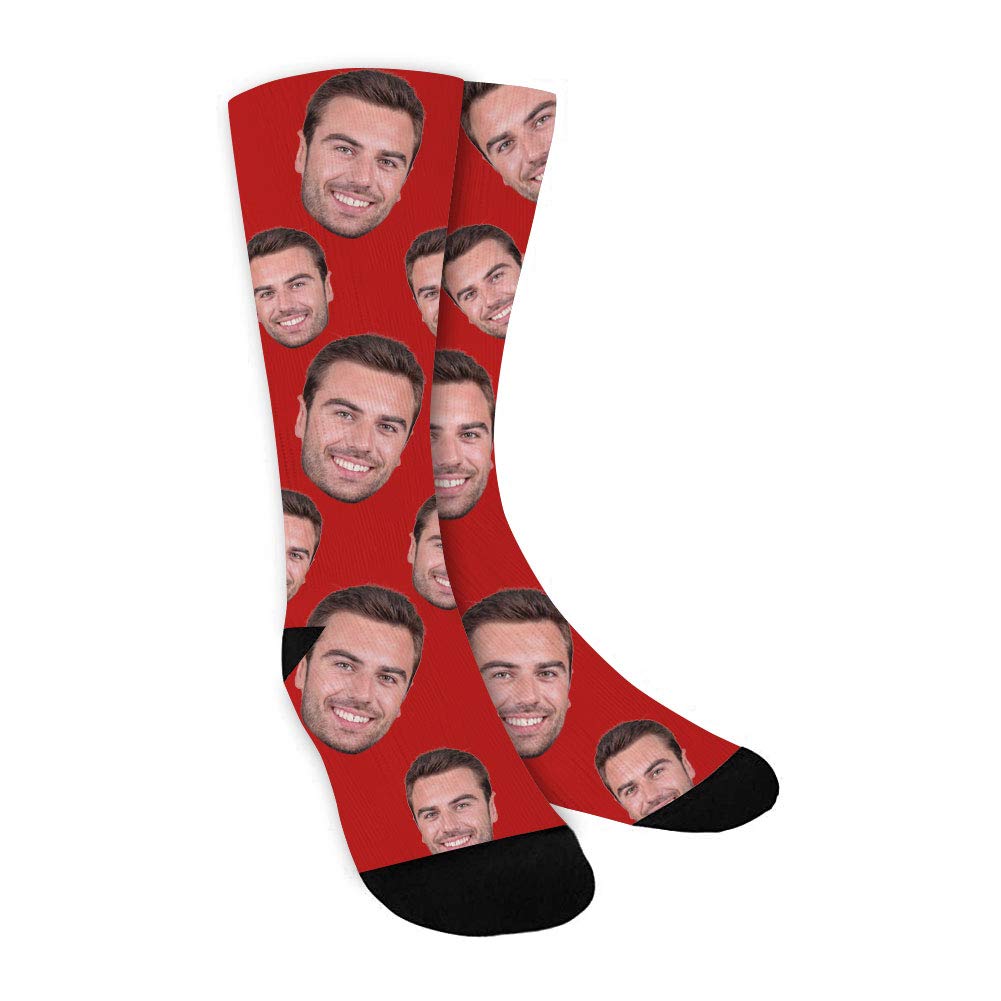 ShineSand Custom Face Socks with Picture, Personalized Socks with Photo Customized Unisex Funny Crew Sock Gifts for Men Women