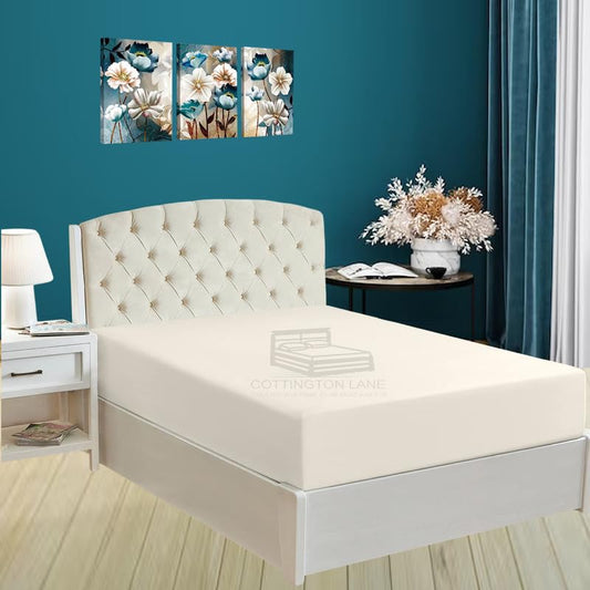 Cottington Lane 1 Piece Full Size Fitted Sheet Only, Premium Hotel Quality Brushed Microfiber 15 Inch Deep Pocket Bottom Sheet, Ultra Soft, Breathable & Durable, Ivory