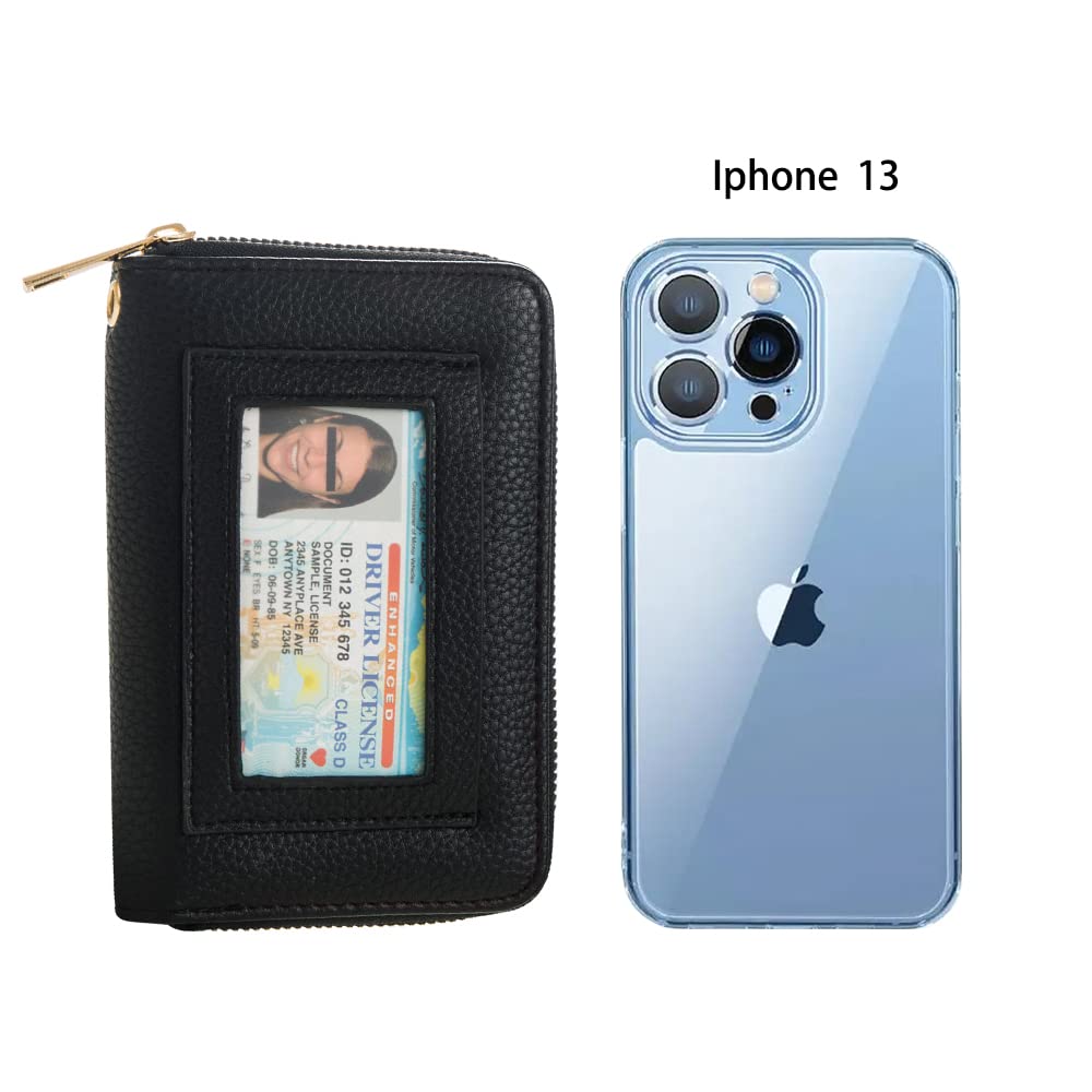 FACAI RFID Wallet Women, Small Wallet for Women, Credit Card Holder, Wristlet Wallet with ID Window Black