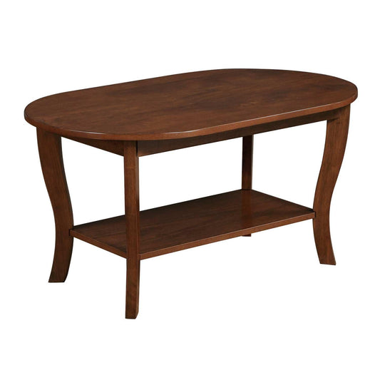 Convenience Concepts American Heritage Oval Coffee Table with Shelf in Espresso Wood Finish