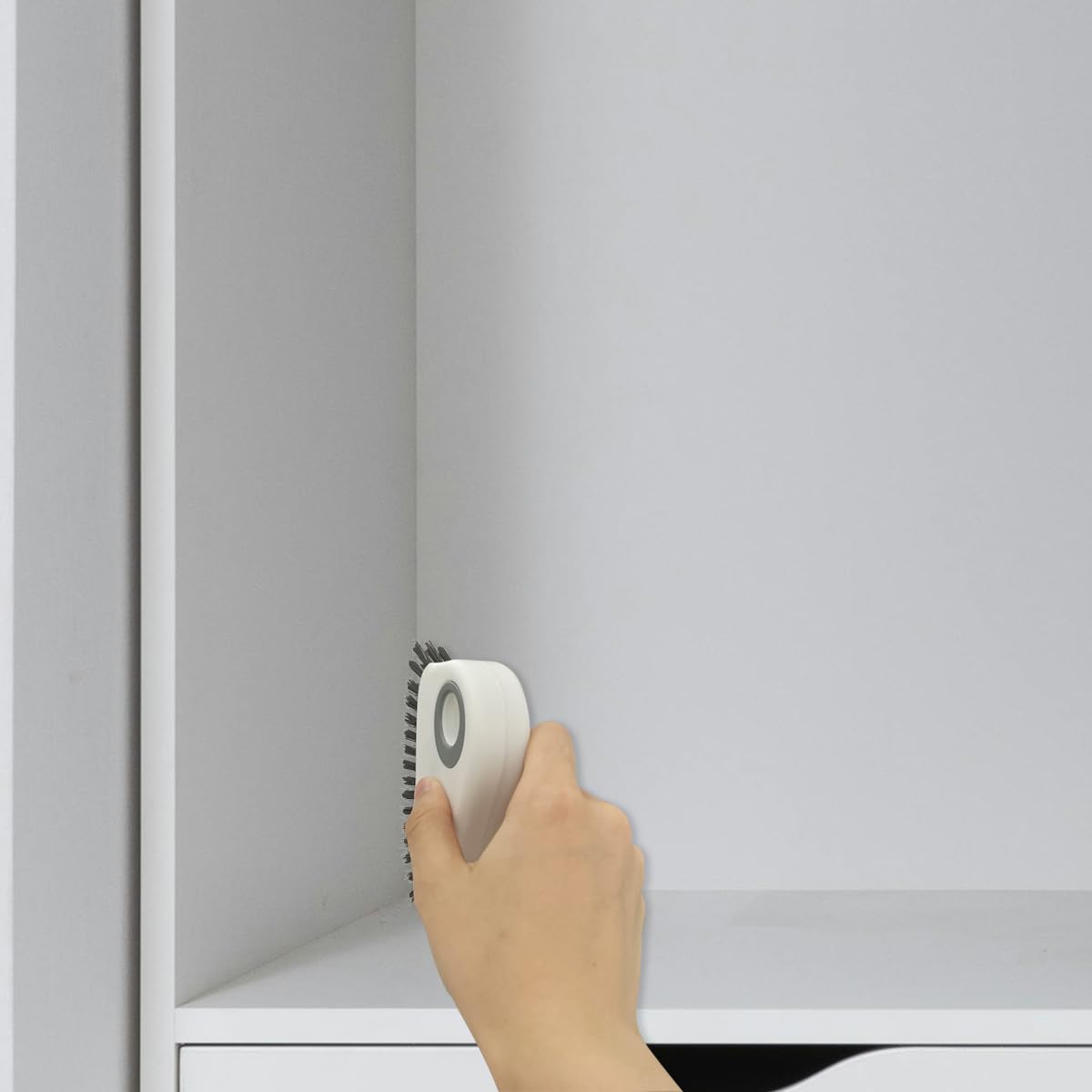 2pcs 2 in 1 Groove Crevice Cleaning Brush Window Track Cleaning Tools,Multifunction Grout Cleaner Tool Crevice Cleaning Brush with Hidden Scraper for Sliding Door Track,Window Sill,Window Seal