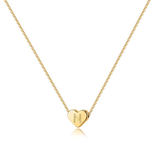 Turandoss Heart Initial Necklace for Women Girls - Dainty 14K Gold Plated Heart Pendant Letter A-Z Alphabet Necklace Tiny Initial Necklaces Gifts for Women Teens Jewelry