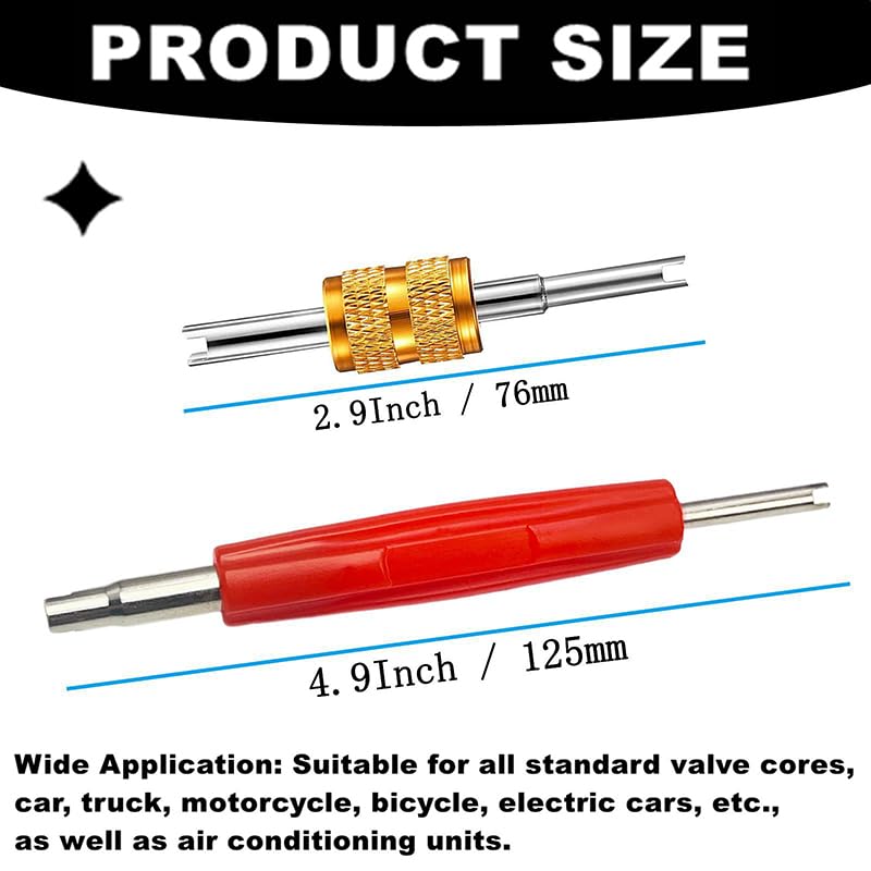 6Pcs Valve Core Removal Tool Kit, R134A R12 A/C HVAC Valve Core Removal Tool Set,Schrader Valve Stem Core Remover Tool, Air Conditioning Line Repair Tools for HVAC R22 R32 R410A Systerm