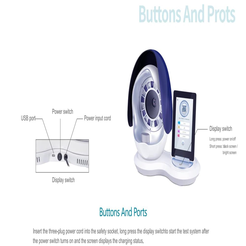 Skin Analyzer 3D Artificial Intelligence 12 Million Dual Cameras Skin Analyzer Skin Moisture Tester Facial Analysis,Professional Skin Mini Camera Skin Sensor Scanner Machine for Skin Problems